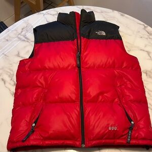 kids/men’s north face puffer vest XL red and gray